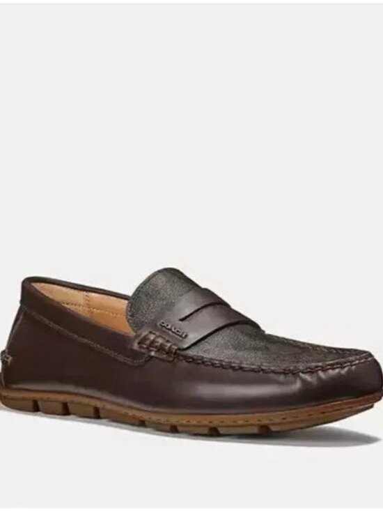 Coach FG2983 Mott Driver Mahogany Signature PVC Loafer Shoes Mens Size 10D NIB main image 8